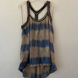 Anthropologie Boho Silk Embroidered Tank Size L